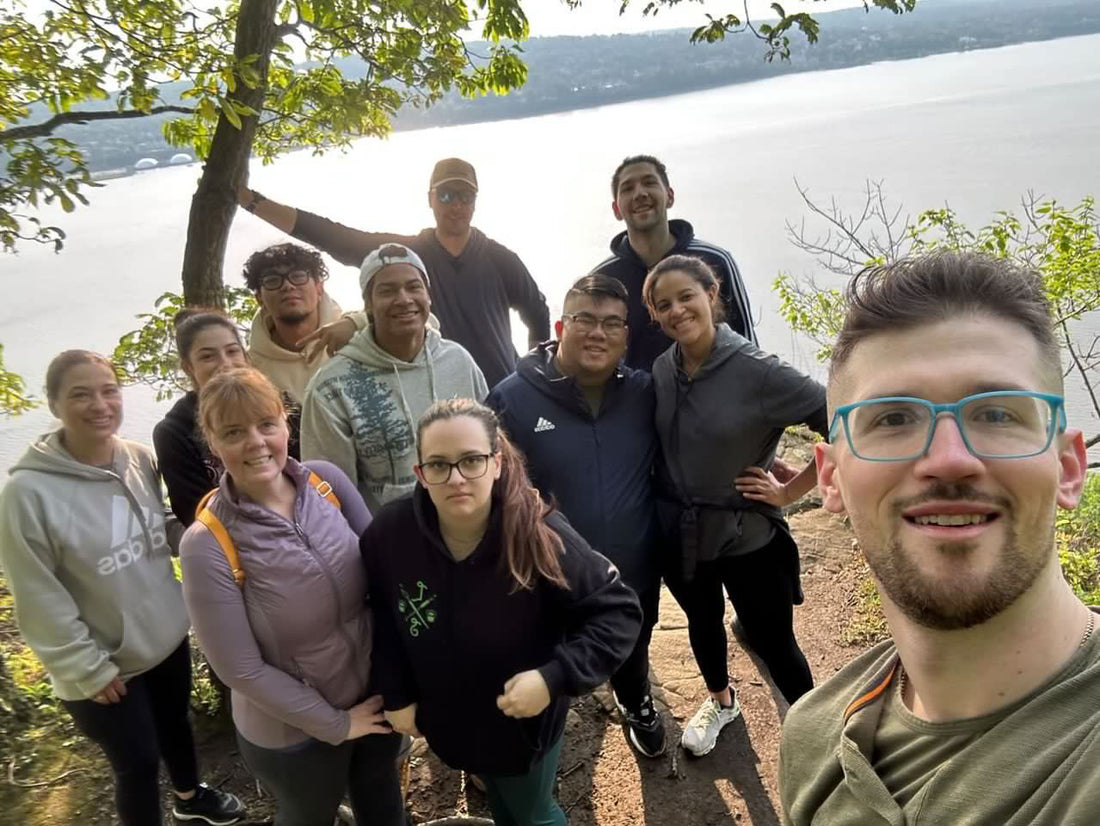 Group from G.I.F.T. Fitness in Maywood, NJ going on a Sunday hike as a family. 